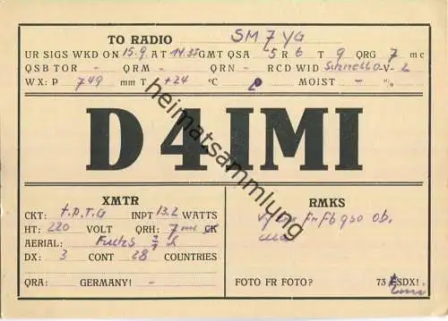 QSL - QTH - D4IMI - 1932