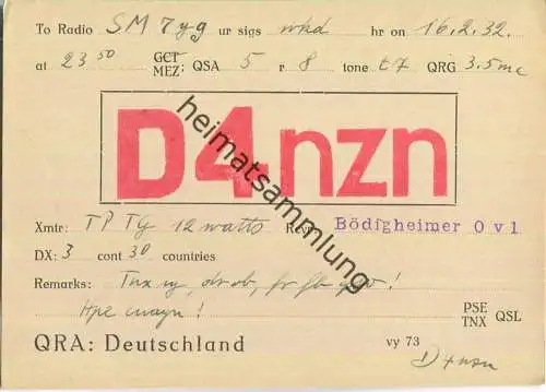 QSL - QTH - D4NZN - 1932