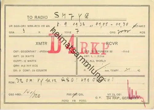 QSL - QTH - D4RKP - 1932