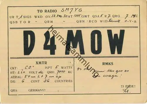 QSL - QTH - D4MOW - 1930