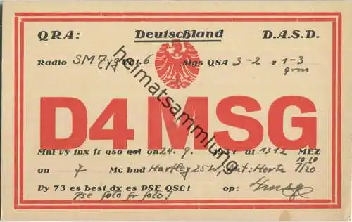 QSL - QTH - D4MSG - 1931