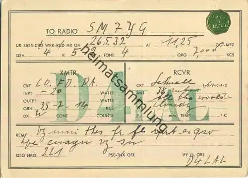 QSL - QTH - D4LAL - 1932