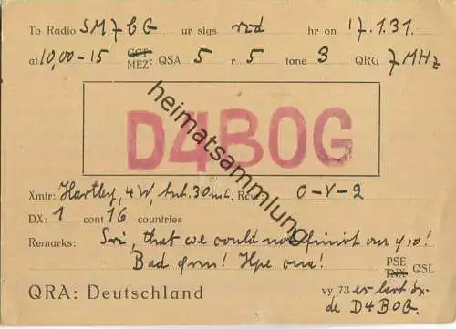 QSL - QTH - D4BOG - 1931
