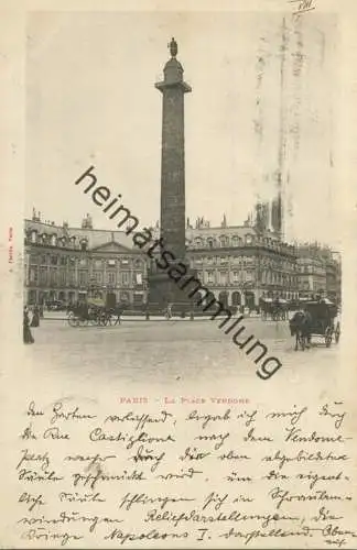 Paris - La Place Vendome - Edition A. Taride Paris - Flaggenstempel gel. 1900