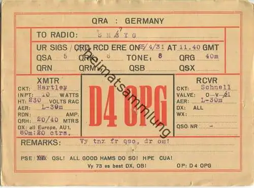 QSL - QTH - D4OPG - 1931