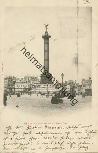 Paris - Colonne de la Bastille - Edition A. Taride Paris - Flaggenstempel gel. 1900