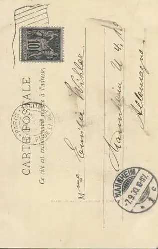 Paris - Colonne de la Bastille - Edition A. Taride Paris - Flaggenstempel gel. 1900