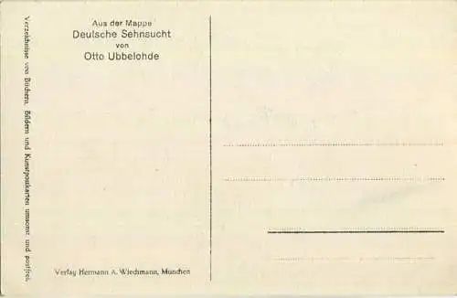 In der Sommernacht - Aus der Mappe Deutsche Sehnsucht - Künstlerkarte signiert Otto Ubbelohde
