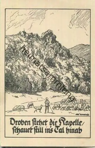 Droben steht die Kapelle - Deutsche Volkslieder - Künstlerkarte signiert Otto Ubbelohde - Verlag Stiftungsverlag Potsdam