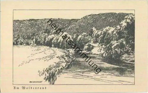 Am Waldesrand - Aus Wald und Feld - Künstlerkarte signiert Otto Ubbelohde - Verlag Stiftungsverlag Potsdam