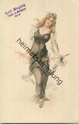 Frau mit Schleier - gestempelt Karl Wagner Maler u. Zeichner - ca. 1900