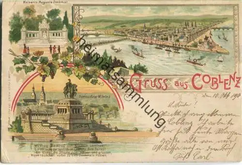 Coblenz - Lithographie - Verlag Ludwig Feist Mainz