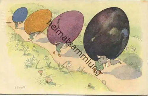 Ostern - Eier - Zwerge - Künstlerkarte E. Kreidolf - gel. 1918