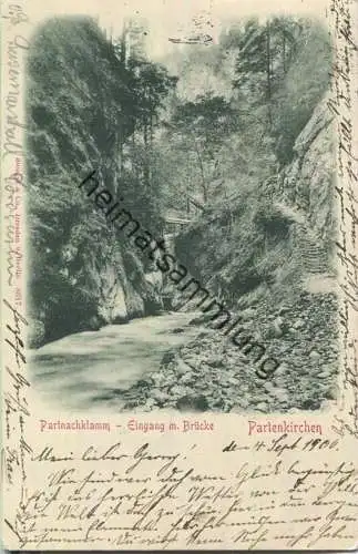 Partnachklamm - Eingang mit Brücke - Verlag Stengel & Co Dresden