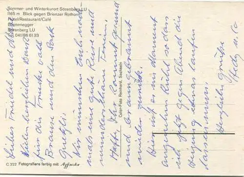 Sörenberg - AK Grossformat - Rückseite beschrieben