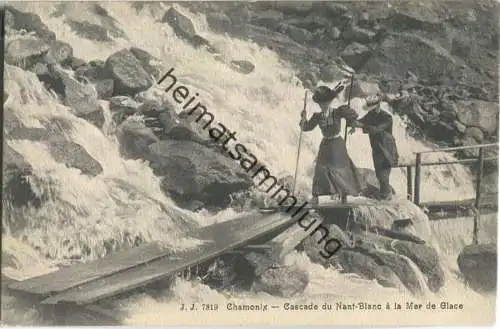 Chamonix - Cascade du Nant-Blanc et la Mer de Glace - Edition Jullien freres Geneve