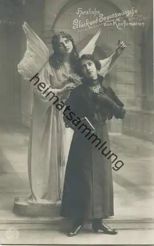 Schutzengel - Konfirmation - Foto-AK gel. 1919