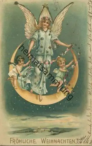 Fröhliche Weihnachten - Engel - Mond gel. 1901