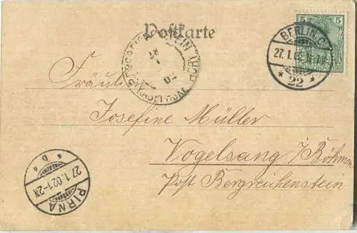 Berlin - Denkmal Bismarck in Halensee - Verlag Goens & Nau Berlin - Briefmarke mit Firmen-Lochung Perfin BLA