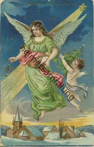 Fröhliche Weihnachten - Engel - Prägedruck - gel. 1914