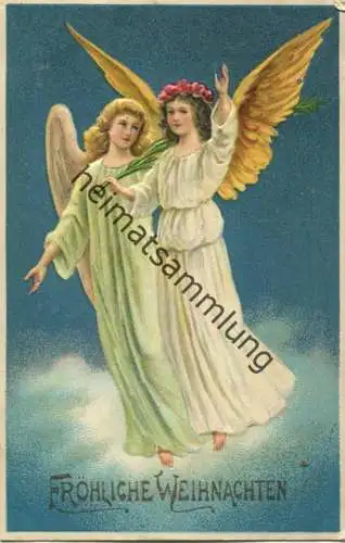 Fröhliche Weihnachten - Engel - Prägedruck gel. 1913