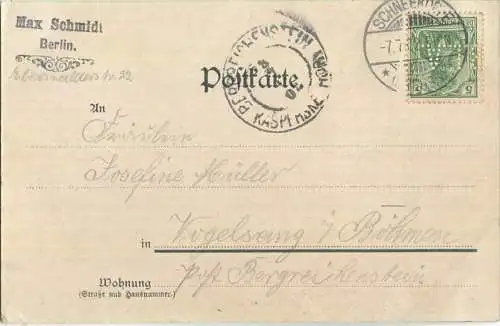 Schneekoppe - Wetterwarte - Verlag Max Leipelt Warmbrunn - Briefmarke mit Firmenlochung Perfin B.L.A.