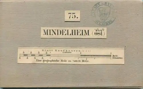 75 Mindelheim West - Topographische Karte von Bayern ( Bayerische Generalstabskarte) 1:50'000 43cm x 52cm auf Leinen gez