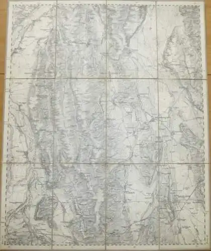 75 Mindelheim West - Topographische Karte von Bayern ( Bayerische Generalstabskarte) 1:50'000 43cm x 52cm auf Leinen gez