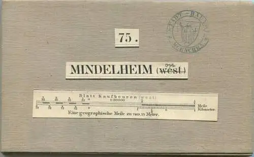 75 Mindelheim Ost - Topographische Karte von Bayern ( Bayerische Generalstabskarte) 1:50'000 43cm x 52cm auf Leinen gezo