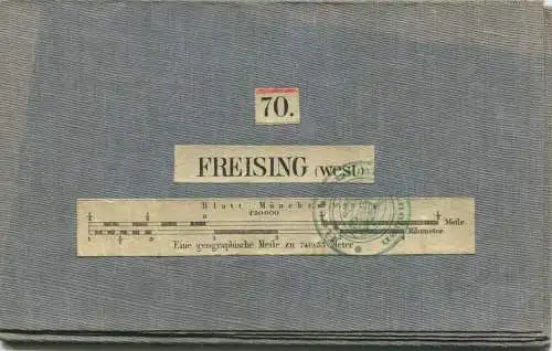 70 Freising West - Topographische Karte von Bayern ( Bayerische Generalstabskarte) 1:50'000 43cm x 52cm auf Leinen gezog