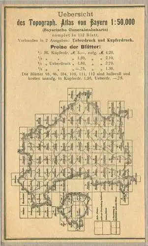 69 Augsburg West - Topographische Karte von Bayern ( Bayerische Generalstabskarte) 1:50'000 43cm x 52cm auf Leinen gezog