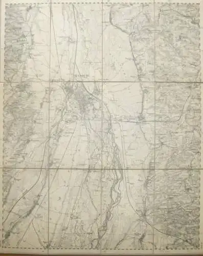 69 Augsburg West - Topographische Karte von Bayern ( Bayerische Generalstabskarte) 1:50'000 43cm x 52cm auf Leinen gezog