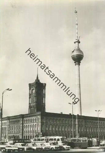 Berlin - Rathaus - Fernsehturm - Bus - Foto-Ansichtskarte - Verlag H. Sander KG Berlin