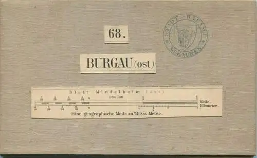 68 Burgau Ost - Topographische Karte von Bayern ( Bayerische Generalstabskarte) 1:50'000 43cm x 52cm auf Leinen gezogen