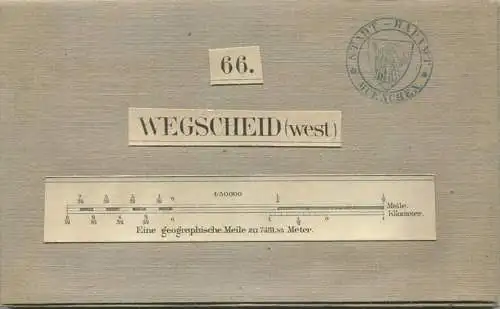 66 Wegscheid West - Topographische Karte von Bayern ( Bayerische Generalstabskarte) 1:50'000 43cm x 52cm auf Leinen gezo