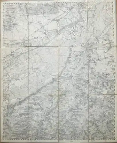 60 Dillingen Ost - Topographische Karte von Bayern ( Bayerische Generalstabskarte) 1:50'000 43cm x 52cm auf Leinen gezog