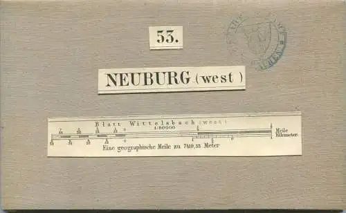 53 Neuburg West - Topographische Karte von Bayern ( Bayerische Generalstabskarte) 1:50'000 43cm x 52cm auf Leinen gezoge