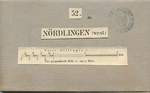 52 Nördlingen West- Topographische Karte von Bayern ( Bayerische Generalstabskarte) 1:50'000 43cm x 52cm auf Leinen gezo