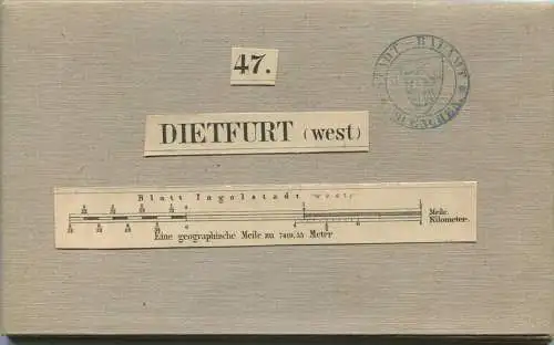 47 Dietfurt West - Topographische Karte von Bayern ( Bayerische Generalstabskarte) 1:50'000 43cm x 52cm auf Leinen gezog