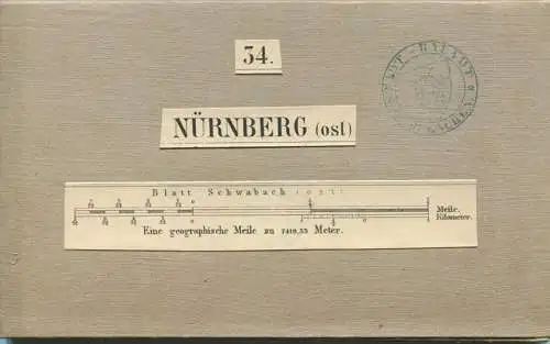 34 Nürnberg Ost- Topographische Karte von Bayern ( Bayerische Generalstabskarte) 1:50'000 43cm x 52cm auf Leinen gezogen