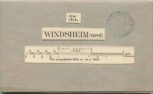 33 Windsheim West - Topographische Karte von Bayern ( Bayerische Generalstabskarte) 1:50'000 43cm x 52cm auf Leinen gezo