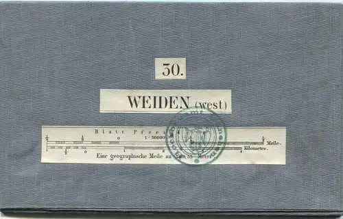 30 Weiden West - Topographische Karte von Bayern ( Bayerische Generalstabskarte) 1:50'000 43cm x 52cm auf Leinen gezogen