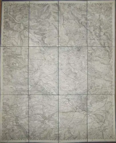 30 Weiden West - Topographische Karte von Bayern ( Bayerische Generalstabskarte) 1:50'000 43cm x 52cm auf Leinen gezogen