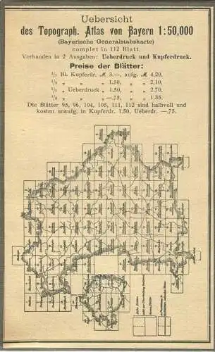 26 Würzburg Ost - Topographische Karte von Bayern ( Bayerische Generalstabskarte) 1:50'000 43cm x 52cm auf Leinen gezoge