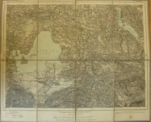 Topografische Karte 653 Traunstein - Karte des Deutschen Reiches 1:100'000 33cm x 40cm auf Leinen gezogen - Herausgegebe