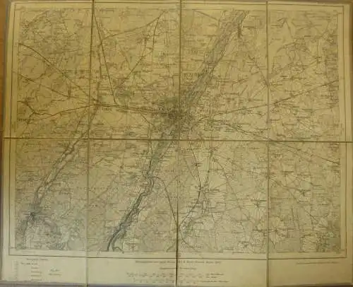Topografische Karte 638 München - Karte des Deutschen Reiches 1:100'000 33cm x 40cm auf Leinen gezogen - Herausgegeben v