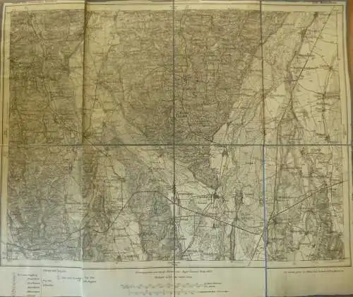 Topografische Karte 636 Mindelheim - Karte des Deutschen Reiches 1:100'000 33cm x 40cm auf Leinen gezogen - Herausgegebe