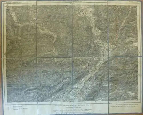 Topografische Karte 665 Schliersee - Karte des Deutschen Reiches 1:100'000 33cm x 40cm auf Leinen gezogen - Herausgegebe