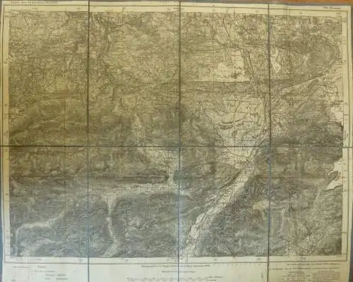 Topografische Karte 663 Murnau - Karte des Deutschen Reiches 1:100'000 33cm x 40cm auf Leinen gezogen - Herausgegeben vo