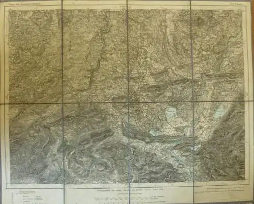 Topografische Karte 662 Füssen - Karte des Deutschen Reiches 1:100'000 33cm x 40cm auf Leinen gezogen - Herausgegeben vo
